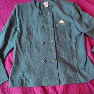 Vintage 90s good Times table blazer with faux handkerchief size 10- houndstooth